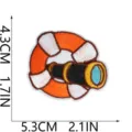 Bestickter Rettungsring und Fernrohr Aufnäher maritimes Stoffabzeichen Detailansicht Naht - Nautisches Thema Stil