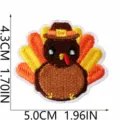 Nahaufnahme des Thanksgiving Truthahn Bestickten Aufnähers mit Maßen für DIY Kleidung Deko. - Erntedankfest Truthahn Stil