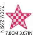Pink white checkered star embroidered patch iron on clothing DIY decorative badge. - X27SD-12-14