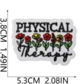 Detailed view of the embroidered patch with floral and physical therapy typography design. - Floral Text Style (W34ZM-078-18)