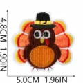 Detailaufnahme des Thanksgiving Truthahn Bestickten Aufnähers mit Maßen zur DIY Kleiderreparatur. - Truthahn Feder Stil