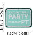 Mint green embroidered patch with PT letters, stylish streetwear DIY clothing accessory. - Mint Green Text Style (W34ZM-07-19)