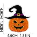 Nahaufnahme des Halloween Kürbis Hexenhut bestickten Aufnähers, feine Stickerei Textur. - Kürbis Hexenhut Stil