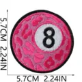Pink leopard print number 8 ball embroidered iron on patch for denim jackets and hats DIY. - Pink Leopard Billiards 8 Ball Style (C28TQ-13-05)