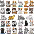 Suesse Katzen Stickerei Aufnaeher Set fuer Kleidung Rucksack DIY dekorative Abzeichen. - Katze Stickerei Flicken Set 25 Stk (X31XM-252-YT)