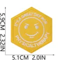 Yellow hexagonal embroidered patch with smiley face and inspirational text for clothing. - Smile Hexagon Style (W34ZM-068-23)