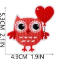 Rote Eule Herz Ballon bestickter Aufnäher zum Aufbügeln DIY Kleidung Abzeichen Accessoire Dekor - Eule Ballon Stil