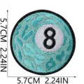 Round 8-ball embroidered patch turquoise leopard pattern iron-on DIY jacket decor badge - Cyan Leopard Billiards 8 Ball Style (C28TQ-13-07)
