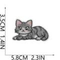 Cute grey cat embroidered patch for DIY clothing and bag decoration, animal badge 3.5x5.8cm - Grey Small Cat (X31XM-09-01)