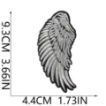 Embroidered angel wing patch detail, black and white leather fabric DIY accessory. - Angel Wings Style (C26CB-12-03)
