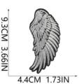 Black and silver embroidered angel wing patch DIY craft canvas bag accessory 9.3x4.4cm - Angel Wings Style (C26CB-12-04)