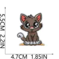 Cute cat embroidery patch iron-on badge for bags clothing DIY decorative appliques details. - Sitting Brown Cat (X31XM-09-04)