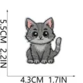Süße graue Katze Stickerei Patch, Cartoon Tier Aufbügler Abzeichen für DIY Kleidung. - Graue Tigerkatze (X31XM-09-05)