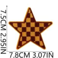 Detailed view of the maroon and yellow checkered star embroidery patch with precise dimensions. - X27SD-12-26