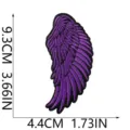 Purple angel wing embroidered patch detail featuring clear size and dimension measurements. - Angel Wings Style (C26CB-12-08)