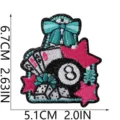 Billiard 8-ball embroidered iron-on patch with bow, dice and stars for DIY denim jackets. - Billiards Poker Dice Style (C28TQ-135-13)