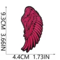 Pink black embroidered angel wing patch detail shot, perfect for DIY crafts and canvas bags. - Angel Wings Style (C26CB-12-10)