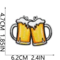 Beer mug embroidery patch detail view, measuring 6.2x4.7cm, ideal for clothing DIY decor. - Cheers Beer Style (W27PJ-15-01)