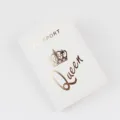 Funda de pasaporte de cuero PU blanco con estampado de corona Queen dorada, organizador - Blanco