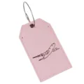 Etichetta per valigia in pelle PU rosa con cavo in acciaio, elegante porta nome da viaggio. - Rosa