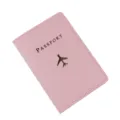 Copertina per passaporto in pelle PU rosa con motivo aereo e cuciture delicate. - Rosa