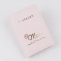 Custodia per passaporto in ecopelle PU rosa con elegante design stampato in oro per accessori. - rosa ciliegia