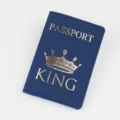 Blauer PU-Leder Reisepasshülle Dokumentenschutz mit goldenem Kronen-Print Design neu. - 14*10cm / Marineblau