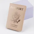 Elegante PU Leder Reise Pass Schutzhülle mit Goldfolie US Emblem und Textdesign - Khaki