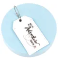 Etiqueta de equipaje de PU blanco con cable y texto de aventura variante para identificación. - Blanco