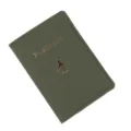 Custodia per passaporto in pelle PU verde con design stampato a caldo dorato per viaggi. - Verde militare