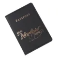 Porta passaporto nero in pelle PU con scritta dorata, custodia per documenti da viaggio. - Nero
