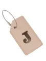 Etichetta per bagagli in pelle PU beige con cappio in filo d'acciaio lettera J valigia - Lettera J