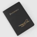 Elegante copripassaporto in pelle PU nera con decorazione dorata per viaggi sicuri. - Nero