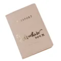 Elegante porta passaporto in pelle PU con design citazione dorata, resistente e chic. - Kaki