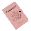 Custodia per passaporto in pelle PU rosa portafoglio da viaggio porta carte elegante - Rosa