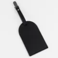 Elegante etichetta per valigia in vera pelle PU nera con cinturino e fibbia metallica per viaggio. - Nero