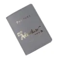 Custodia per passaporto in pelle PU grigia, stampa dorata, elegante porta documenti. - Grigio scuro