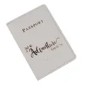 Porta passaporto in pelle PU custodia da viaggio organizer con stampa dorata - Grigio chiaro