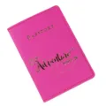Custodia per passaporto in pelle PU rosa fucsia con elegante stampa in lamina d'oro. - Rosso rosa