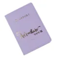Custodia per passaporto in pelle PU lavanda con elegante stampa dorata e tema di viaggio. - Viola chiaro