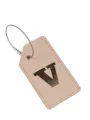 Etichetta per valigia in pelle PU con cavo d'acciaio e lettera V dorata per identificazione viaggio. - Lettera V