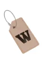 Etichetta per bagagli in pelle PU con cavo in acciaio e lettera W per valigie. - Lettera W