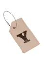 Etichetta per valigia in pelle PU beige con lettera Y metallica e passante in acciaio. - Lettera Y