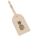 Etichetta per valigia in pelle beige con ananas dorata, identificativo da viaggio. - Kaki