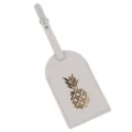 Etichetta per bagagli in pelle grigia con motivo ananas dorato, ID da viaggio resistente. - Grigio chiaro