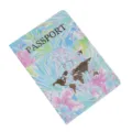 Bunte tropische Blumen PU Leder Reisepasshülle mit Goldfolie Weltkarte Reise Geldbörse Etui - Blumen Mehrfarbig