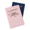 Elegante custodia per passaporto in pelle PU, porta documenti da viaggio per coppie con stampa. - Rosa