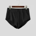 Pantalones cortos deportivos ajustados de talle alto liso para hombre para fitness y gym. - S / Bottoms / Negro