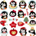 Niedliche Pluesch Pinguin Buegelbilder bestickte Aufnaeher fuer Kleidung Jacken DIY - Pinguin Flicken Set (S27QE-172-YT) / 19 Stück/Packung