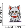 Süßes weißes Katzen Stickerei Aufnäher DIY Kleidung Zubehör dekorative Abzeichen Applikation Design - Katze mit Herz Halsband (X31XM-09-19)